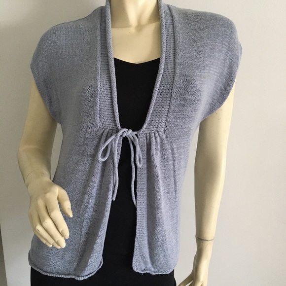 Blue Cap sleeve tie front cardigan size small - Picture 1 of 7